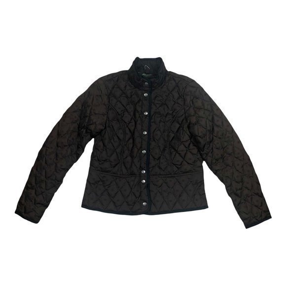 Eddie Bauer Womens Quilted Goose Down Jacket Size M Snap Closure Brown EB 650 - Picture 1 of 9